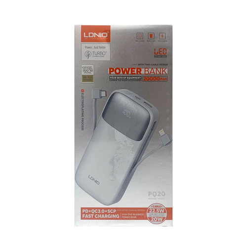 پاوربانک 20000MA TYPE-C+LIGHTNING برند LDNIO