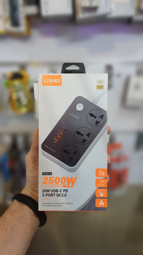 پاور استریپ شارژر و سه راهه LDNIO مدل SC3412
